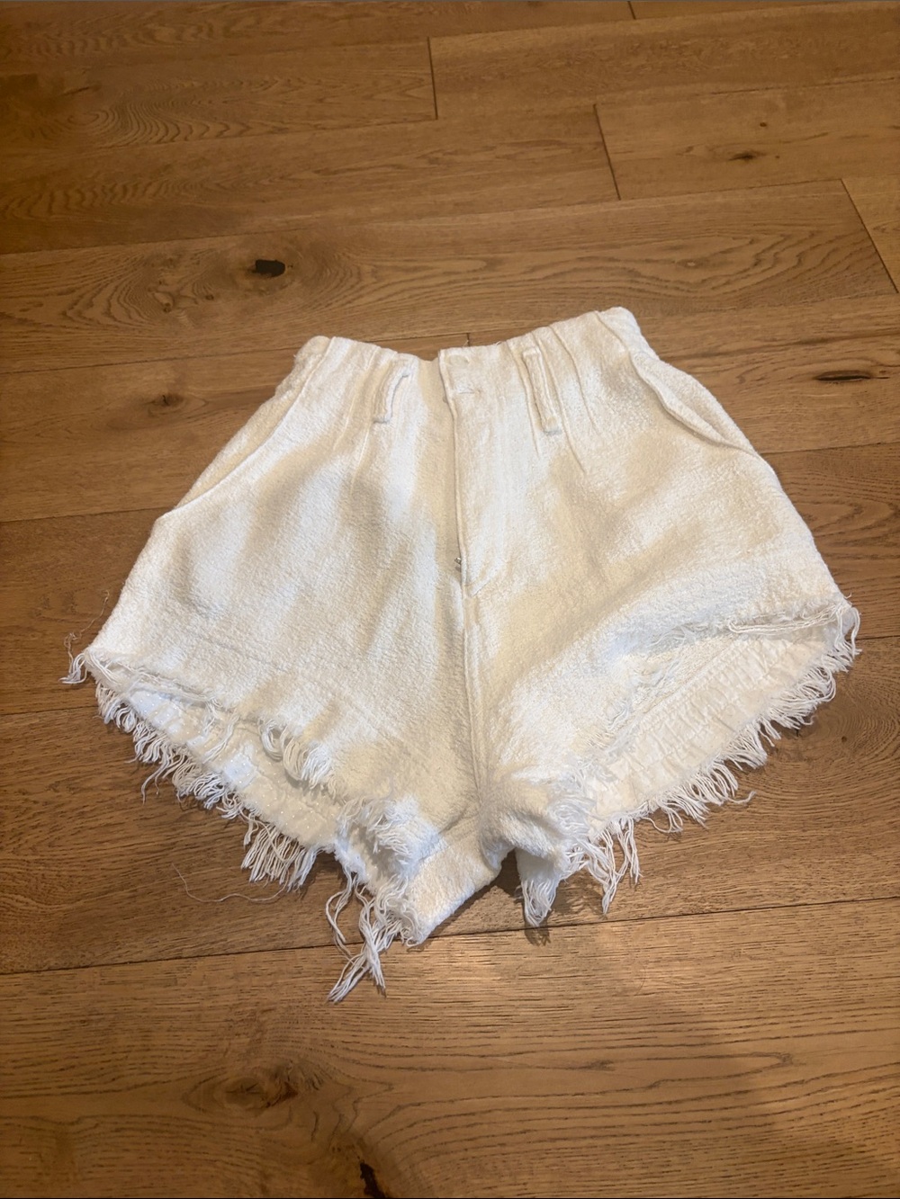 Sunday White High-Rise Frayed Shorts